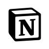 Notion アプリのロゴは、角が折り畳まれた黒い輪郭のある正方形の内側に黒い様式化された文字 N で構成されています。